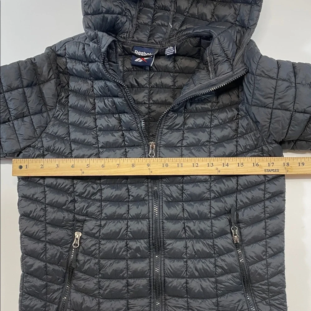 Reebok Youth Packable Puffer Jacket Hooded Lightweight Quilted Black Sz 14